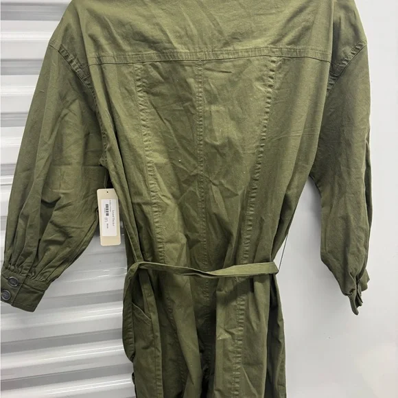 Lyn Burches Size M Olive Green Button-Up Jumpsuit - Picture 4 of 4